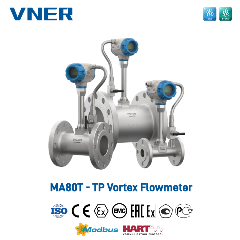 MA80T-TP-serie Vortex-flowmeter voor temperatuur-/drukcompensatie